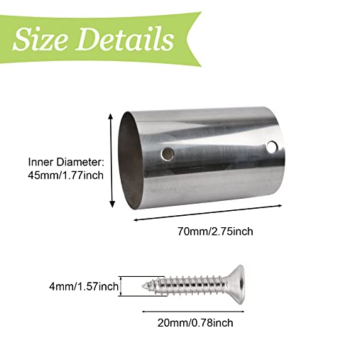 UFURMATE Handlauf-Rohrverbinder, 4 Stück, 45 mm Innendurchmesser, 201 Edelstahl, runder Handlaufverbinder, Handlaufverschraubung, Treppengeländerverbinder