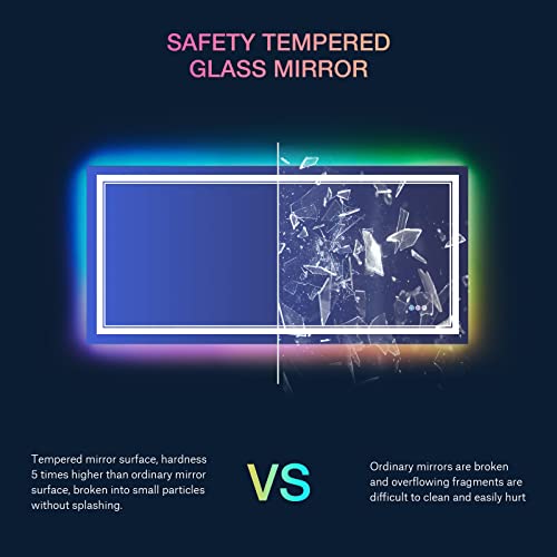 40x24 inch LED Mirror for Bathroom,RGB LED Lighted Bathroom Vanity Mirror with Lights,Shatterproof,Dimmable,Anti-Fog RGB Backlit Mirror (RGB Multicolor Backlit + Front-Lighted)