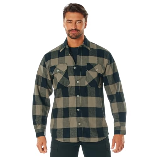 Rothco 21885 Extra Heavyweight Buffalo Plaid Flannel Shirt Size : XL,Color : Coyote Brown Plaid