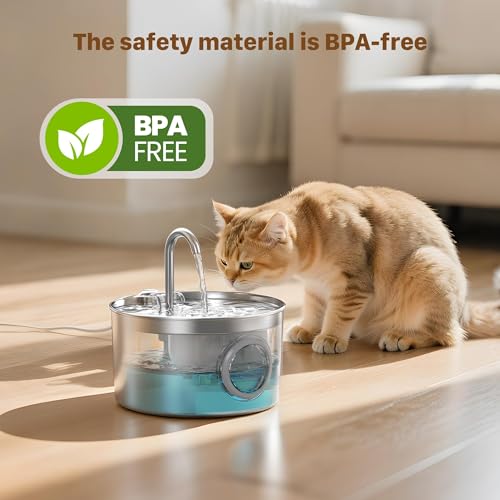 Image of GIOTOHUN Pet Water Fountain Filter: 50 Cat Water Fountains Filter - 25 Carbon Filters & 25 Foam Filters - Suitable for GIOTOHUN Stainless Steel Cat Fountain S11