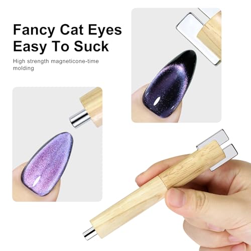 Image of 31Pcs Cat Eye Magnet for Nails, Cat Eye Gel Nail Polish Magnet Beads, 4 IN 1 Cat Eye Nail Magnetic Wand, Iron Wire for Heart Cat's Paw, Manicure Design Tools DIY Salon Accessories