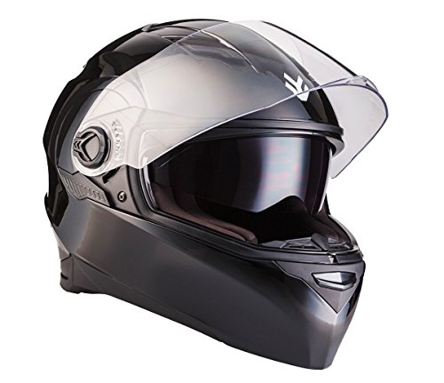 Armor · AF-77 Shiny Black (black) · Casco Integrale · Helmet Urban Cruiser Motocicletta Moto Scooter · ECE certificato · Separate Visors · Click-n-Secure Clip · Borsa per il trasporto · S (55-56cm)