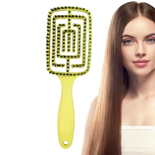 Tuyhnj もつれをほぐすヘアブラシ、巻き毛用のもつれをほぐすブラシ,巻き毛用ナチュラルマッサージコーム | 女性と男性用のもつれ取りブラシ、濡れた髪のブラシ用グルーミング用品