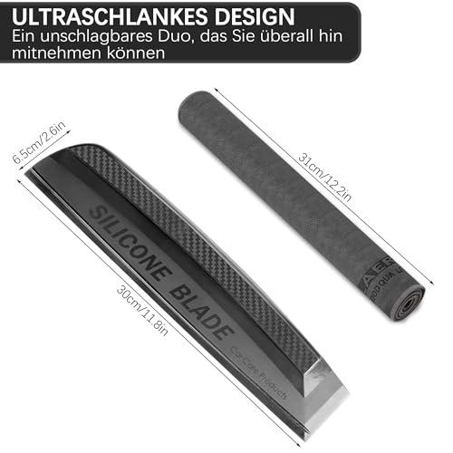 Silikon Abzieher für Auto | Auto Wasserabzieher inkl. Mikrofasertüch für Lack Fenster Glas Duschen & Spiegel - streifenfreie Sicht & kratzerfreie Schmutzentfernung