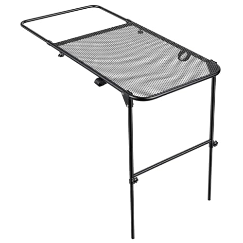 hatleues Vehicle Tire Mounted Steel Camping Table Adjustable Height Folding Desk for Tailgating Biking Car Camping Picnic Outdoor Cooking BBQ No Tools or Hitch Required for Installation Black
