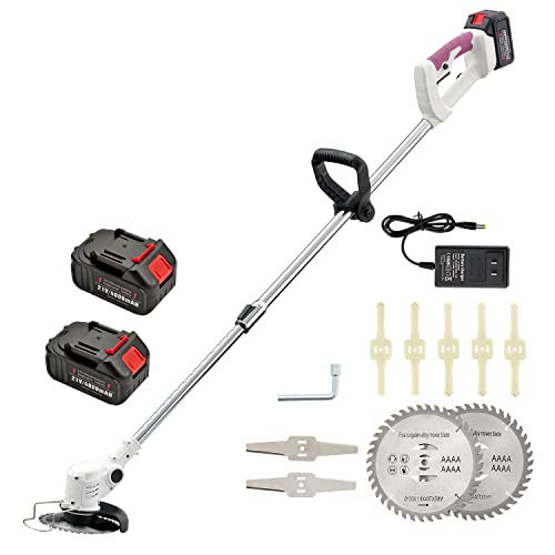 Maxman Cordless Brush Cutter 52 Inch String Trimmer 650W Motor Grass Electric Cordless Weed Eater Battery Powered With Telescopic Rod 9 Blades,2 Batteries For Dense Weeds, Home Garden Yard Trimming #TOP24