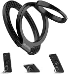 Nillkin Support de bague de téléphone Magsafe Support de poignée magnétique, support de poignée à double face, porte-doigts de fibre de carbone amélioré, accessoires compatibles avec iPhone 17 16 15 14 13 12 Pro Max Google Pixel 10 | Aimants à double face, Fibre de carbone, Compatible