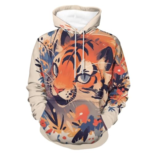 Hoodie Fleur et Tigre sweat de taille S chaud et confortable pour homme et femme