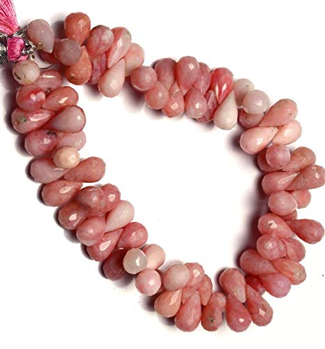 Perles opale rose naturelle facettées en forme de goutte pour création de bijoux haut de gamme
