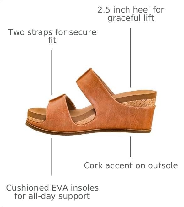 Image of Corkys Footwear Womens Table For Two Wedges - Featuring A 2-Inch Heel, Soft and Cushioned EVA Insoles, A Double Strap, And A Vegan Leather Wrapped Outsole