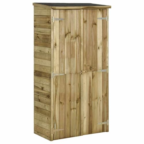 Armoire de Jardin extérieur, abri de Jardin en Bois abri à Outils avec 3 étagères 2 Portes, Rangement et Stockage extérieurs pour terrasse, Pin 85x48x177 cm