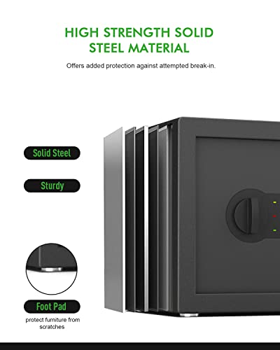 Islandsafe Security Home Safe Personal Safety Box, Caja Fuerte, 0.8 Cuft With Digital Keypad Lock And Keys Safe Box For Cash Money Home Dorm Office Hotel Business, (0.8Cubic Feet Black) #TOP4