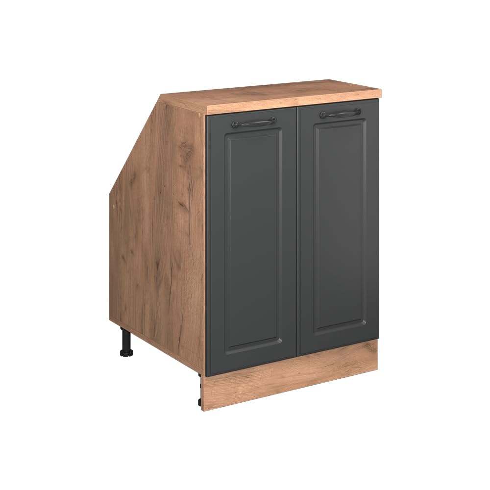 Vicco Meuble de Rangement sous Pente Rion, Anthracite Campagne/Chêne de Force doré, L60 x P60 cm avec 2 Portes, Gain de Place pour Les pièces mansardées
