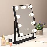 Nusvan Vanity Mirror with Lights,Makeup Mirror with Lights,3 Color Lighting Modes Detachable 10X Magnification Mirror Touch Control,360°Rotation