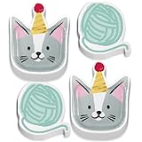 Pawty Animals Kitty Cat-Shaped Paper Plates and Yarn Ball-Shaped Lunch Napkins (16 Plates & Napkins)