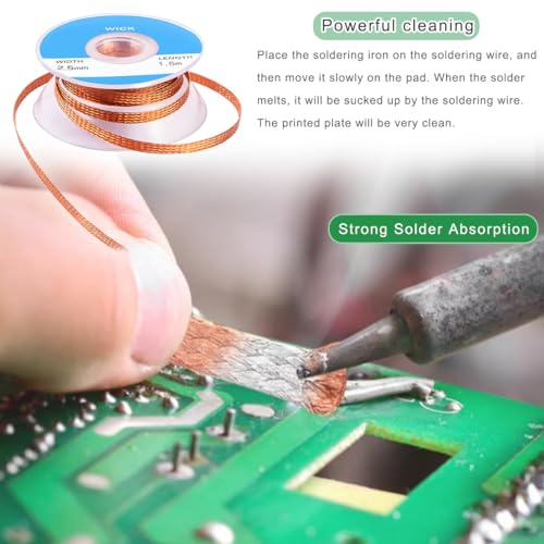 Image of Soldering Tip Cleaning Kit,Soldering Tip Cleaner + Brass Ball Wire + Desoldering Wick + Sponge,for Cleaning Solder Irons Heads, No Water Needed