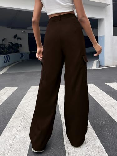 Image of GRECIILOOKS Cargo Pants for Woman,Trousers for Womans |High Waist Trouser for Women Flared Parachute Pants with Side Pockets |Womens Cargo Pant,Elegant for College & Events (Available in Plus Size)