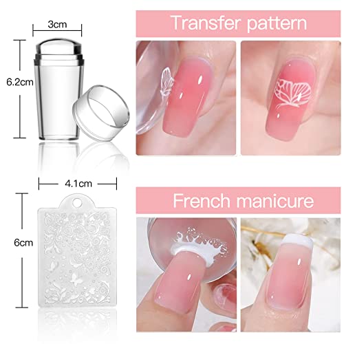 Biutee Nail Stamping Plate Nails Art Stamper Kit Stamp 15 Template Silicone Jelly Stamper Design Flower Star Animal Heat Love Line French Tip Tool Supplies Scraper Storage Bag Gift Box Set #TOP1