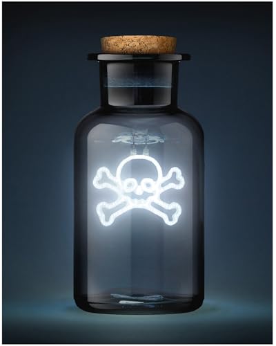 Suck UK Lampe en forme de tête de mort Poison | Décoration gothique et cadeaux | Lumière néon dans la bouteille | Lumières d'Halloween | Accessoires