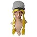 BIBITIME Heart Beanie Wig Braid Hat Multicolored Women Girl Cap Knitted Handmade (Small, Grey Yellow)