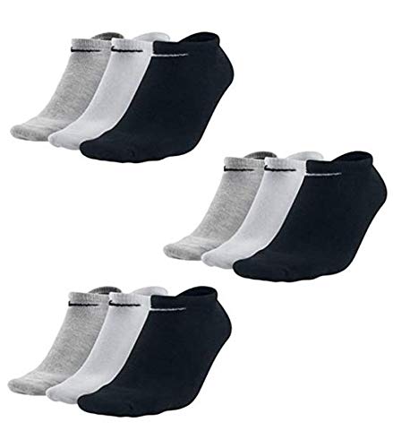 NIKE Sneakersocken Socken 9 Paar Weiß Grau Schwarz Herren Damen Füßling Farbe:Grau. Schwarz. Weiß Socken Neu:38-42
