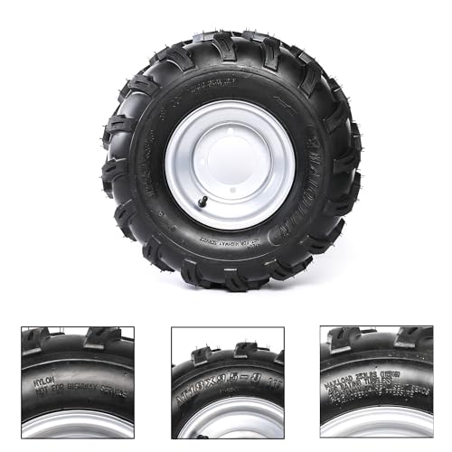 WPHMOTO Set 2 ATV Tires 18X9.5-8 18X9.5X8, 4PR All-Terrain Rear Tubeless Tire & Rim 8\'\' with 4 Stud 23T Wheel Rim Hub for ATV UTV Trail Sand Mud Off-Road Go Kart Quad Golf Cart