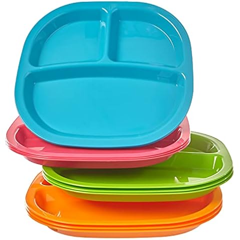 US Acrylic Harmony 3-compartment Divided Plastic Kids Tray - Set of 12 Cover