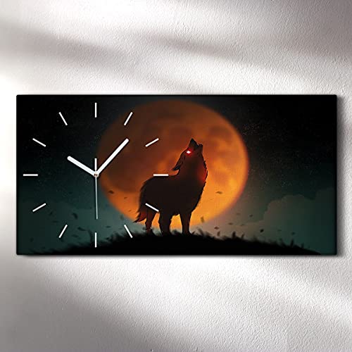 Image art moderne loup sur toile avec mécanisme horloge de précision