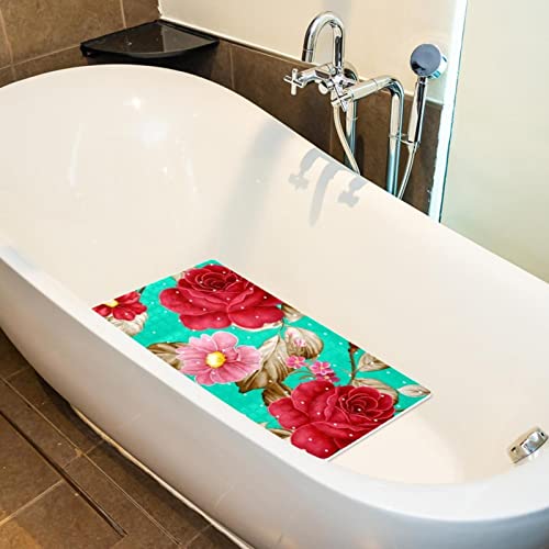 Tapis de bain antidérapant rétro rouge 40x70 cm pour douche - 6