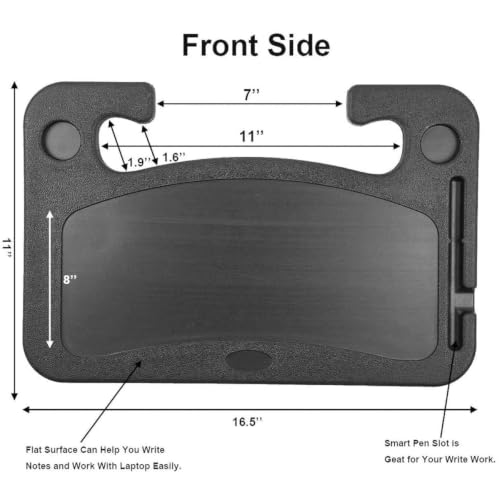 Image of Steering Wheel Tray for Car, Portable Food Tray & Laptop Mount Table for Driver, Hook-On Car Desk Fits Most Steering Wheels, Black, Medium, for Eating, Writing & Work While Parked
