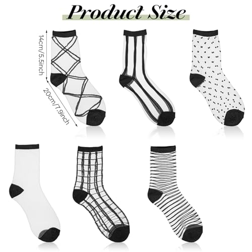 Image of LLOUSSAK 6 Pairs Black Lace, Fishnet Socks for Women, High Elasticity Comfort for Yoga, Casual Wear