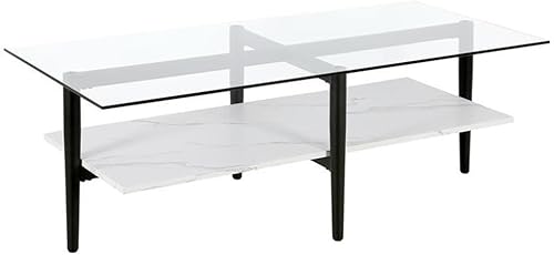 Miniatura 24 de Otto - Mesa de centro redonda de 36 pulgadas de ancho con estante MDF en latón/laca blanca Latón/blanco.,Oro/Nog,Bronce ennegrecido/mármol