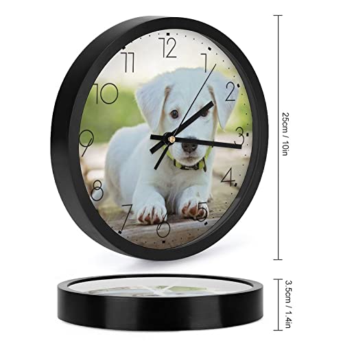 Pendule murale chien blanc moderne silencieuse contre le bruit du tic-tac