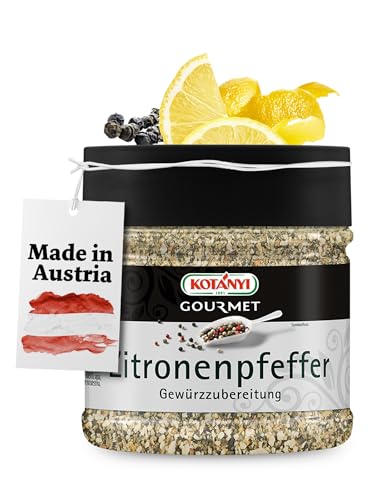 Kotanyi Gourmet Zitronenpfeffer Gewürzzubereitung | würzig-pfeffrig, zitronig-frisch, 230g