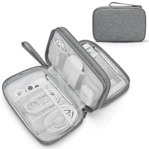 Image of FYY Electronic Organizer, Large Travel Cable Organizer Bag Pouch Electronic Accessories Carry Case Portable Waterproof Double Layers All-in-One Storage Bag for Cable, Cord, Charger, Phone, Dark Grey
