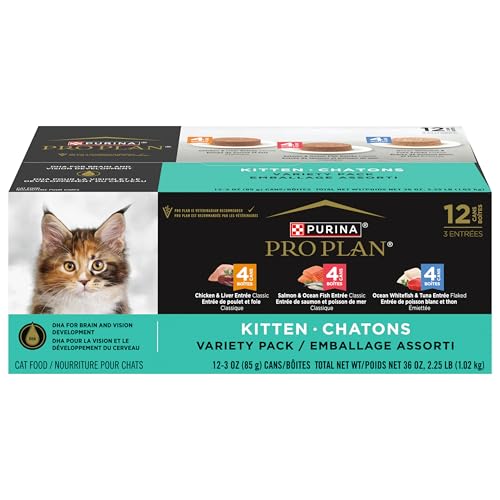 Image of Purina Pro Plan High Protein Wet Kitten Food Variety Pack,Development Kitten Favorites - 3 oz. Cans,(Pack of 4)