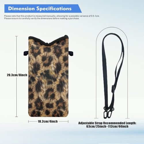 Image of Women Men Crossbody Phone Bag Lightweight Neoprene Cellphone Case Waterproof Phone Carry Pouch for iPhone 15 /14 / 13 Pro Max, for Samsung S24, S23+, A25, A35, Leopard Print Pattern