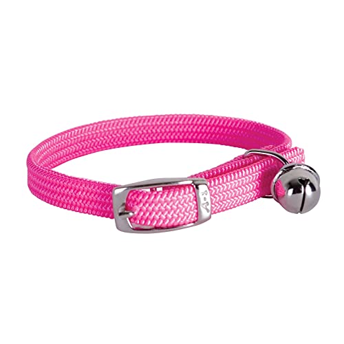 DOOGY FASHION - Collier nylon simple chromé chat rose