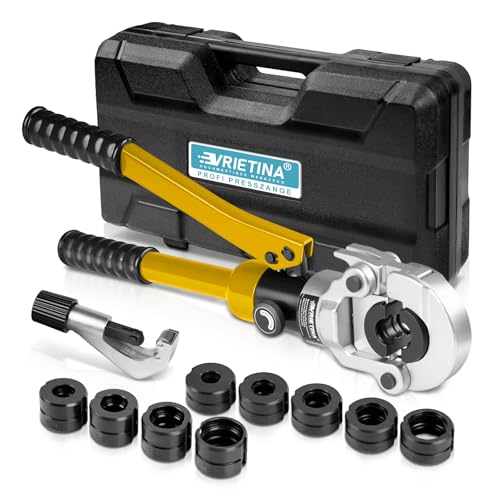 Profi Presszange Kupferrohr V-Kontur und TH-Kontur mit Rohrabschneider, Handpresszange Kupferrohr Presszange Verbundrohr mit V12 V15 V18 V22 V28 Und TH16 TH20 TH26 TH32 für Kupferrohr Und Verbundrohr