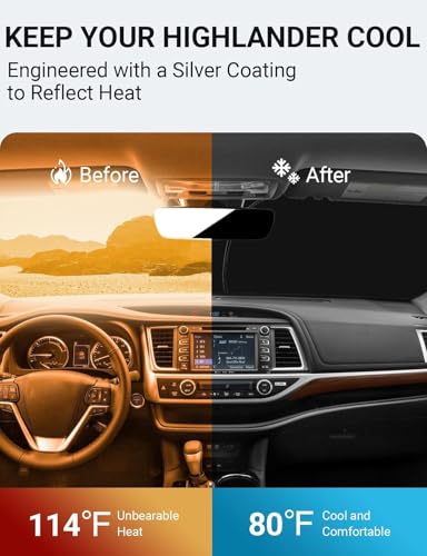Image of Proadsy 2026 Upgrade Front Windshield Sun Shade Foldable Sunshade Protector Custom Fit 2014-2019 Highlander LE XLE SE Limited Hybrid SUV Accessories