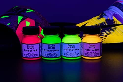 Angelus NEON Acrylic Leather Paint Starter Kit - Multicolor, 1 Ounce, Set of 12