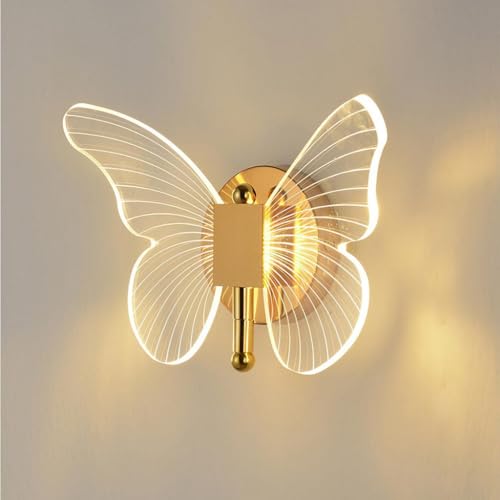 DLGLOLIN Applique Murale LED Interieur Lampe Murale Papillon Créatif, 10W Décoratif Éclairage Mural Moderne Plafonnier pour Enfants Chambre Salon, Lumière...