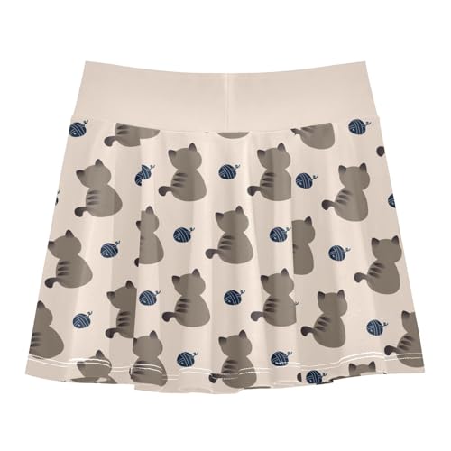 Girls Skorts High Waist Athletic Skirts with Shorts Cute Cat Stretchy Teens Performance Tennis3