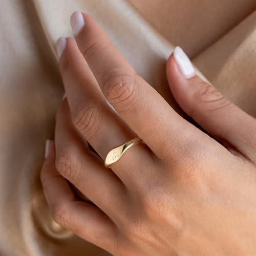 Gold Initial Rings for Women Men - Dainty 14K Gold Plated Signet Rings, Open Adjustable Letter & Heart Ring Gold Jewelry, Birthday Gifts for Women2