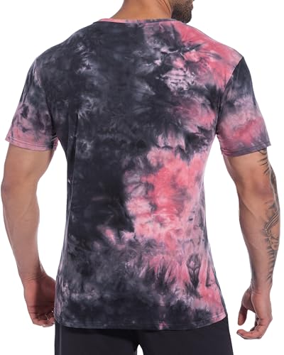 Men's Crew Neck Tie-Dyed T Shirt - Premium Cotton Fitted Tees Casual Stylish Print Shirts3
