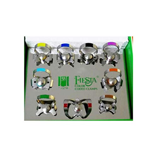 Fiesta Color Coded Dental Rubber Dam Clamp Set of 9 PC Winged