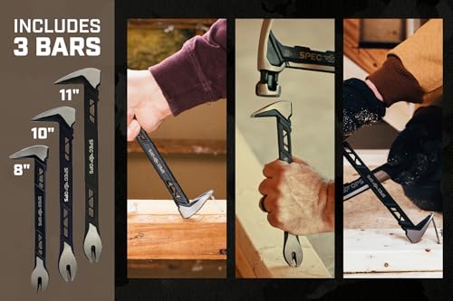 Image of Spec Ops Tools Nail Puller Cats Paw Pry Bar for Prying, Demolition & Nail Pulling, High-Carbon Steel, 8, 10 & 11 Inch Combo Pack