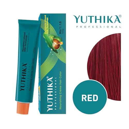Image of YUTHIKA Professional Creme Hair Colour Red (Shade RED) 100g | Permanent Hair Colour & Dye | Vibrant Colour Payoff | Silky, Shiny & Long Lasting | For Women & Men | All Hair Types