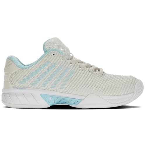 K-Swiss Women's Hypercourt Express 2 Tennis Shoe 5.5 Vaporous Gray/White/Blue Glow