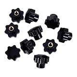FRCOLOR 10pcs Plastic Star Thru Hole Knobs Threaded Hand Screw-on Handles with M8 Copper Nut for Industrial Clamping and Machinery Use